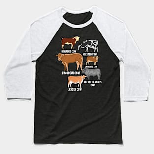 Cow Breeds Hereford Cow Lover Farm Animal Cow Baseball T-Shirt